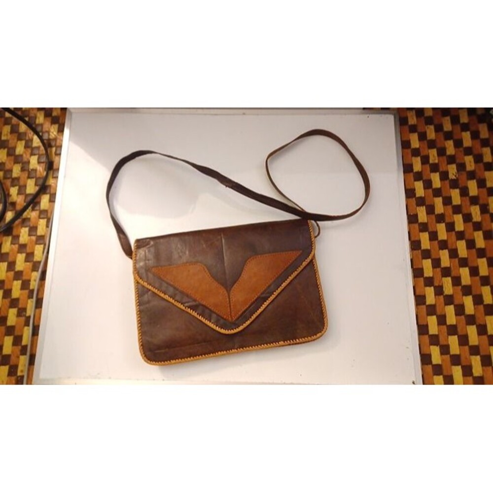 Crossbody Bag / Envelope Clutch - African Leather - Tan Brown